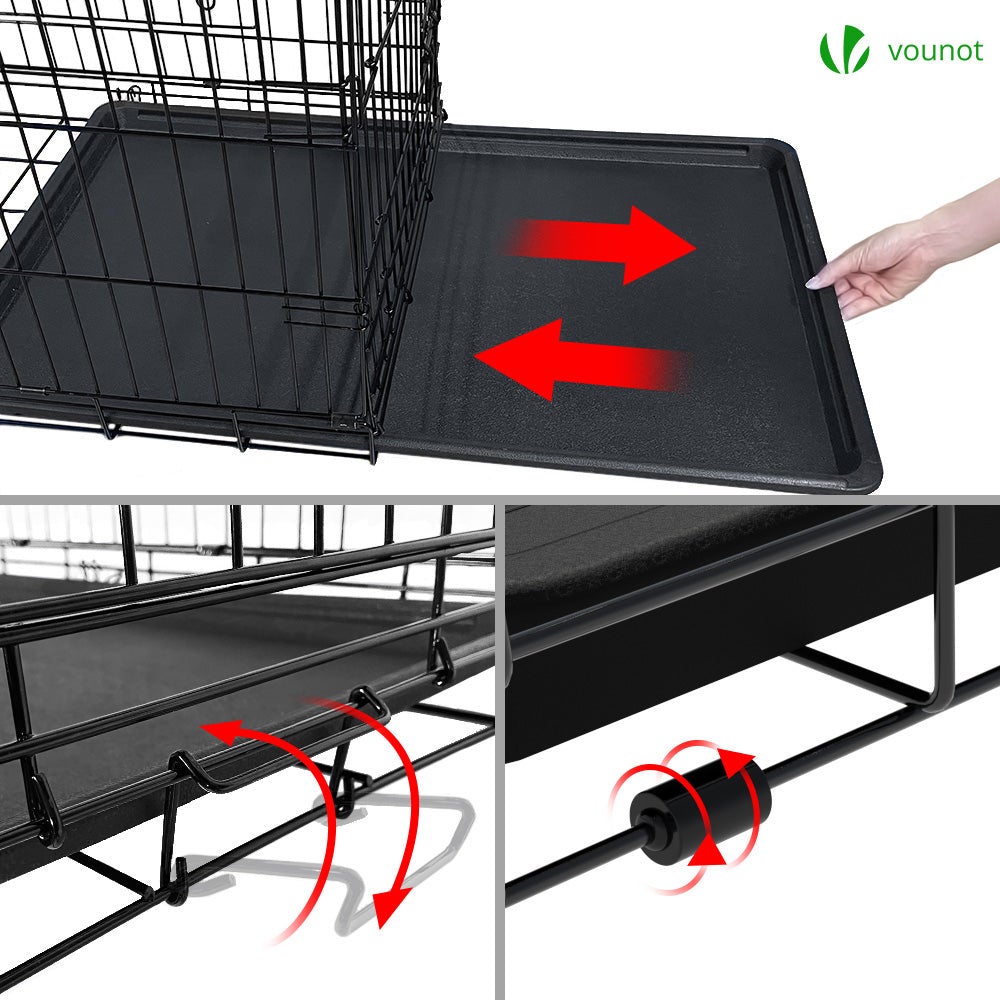 Cage pour chien pliable avec 2 portes verrouillable plateau amovible et housse de protection 92x58x64cm VOUNOT® - 5