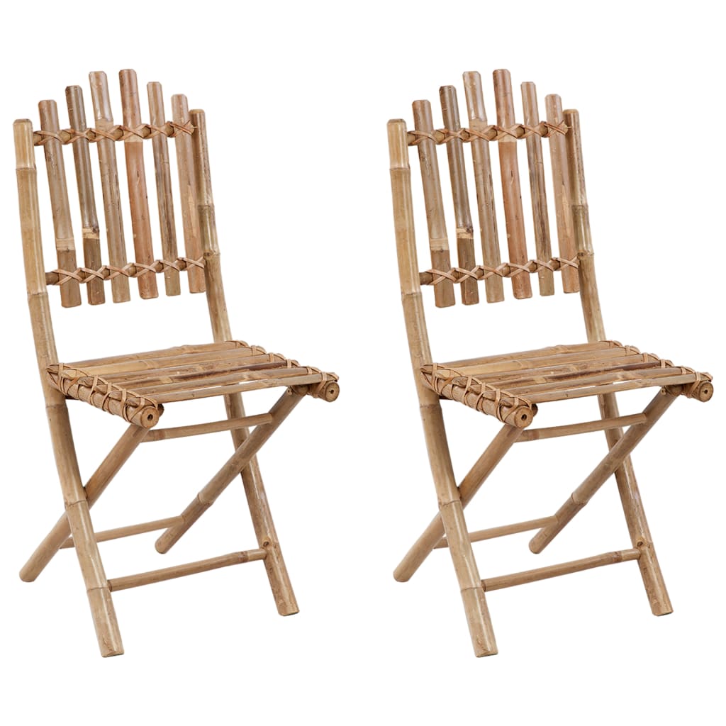 Chaises pliables de jardin 2 pcs avec coussins Bambou 21 - 2