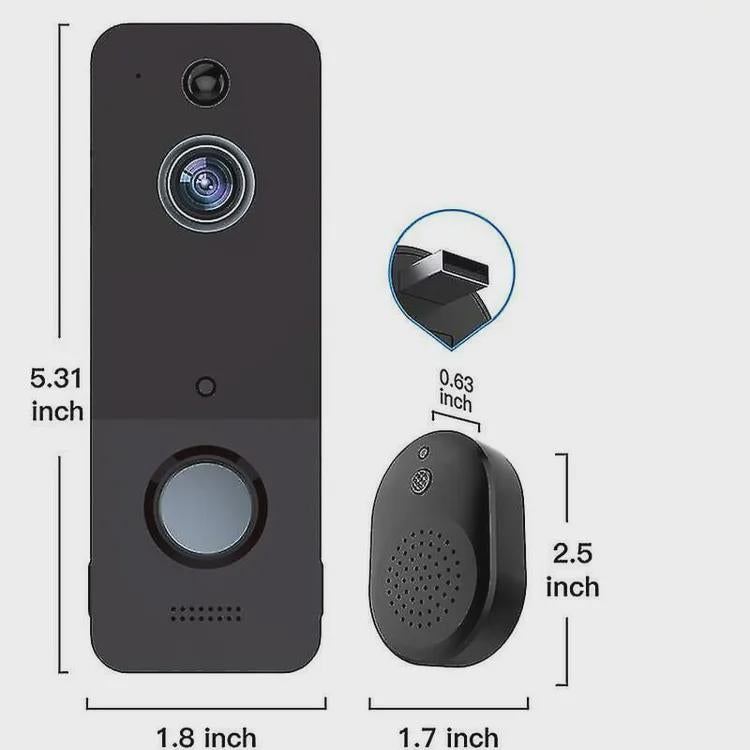 Caméra de sonnette sans fil, avec détection de mouvement, stockage en nuage, image HD en direct, vision nocturne, compatible Wi-Fi 2,4 g - 2