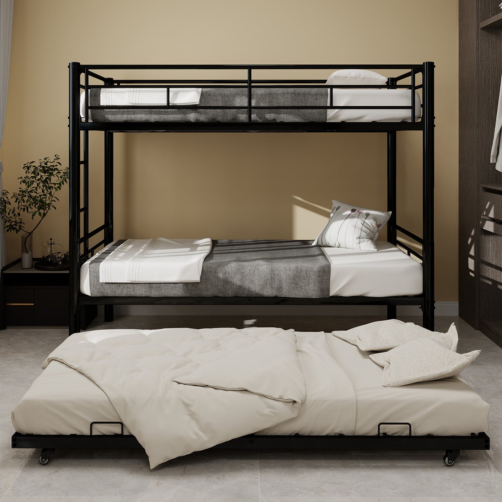 Tensun Lit Superposé Double En Métal Avec échelle Et Rails De