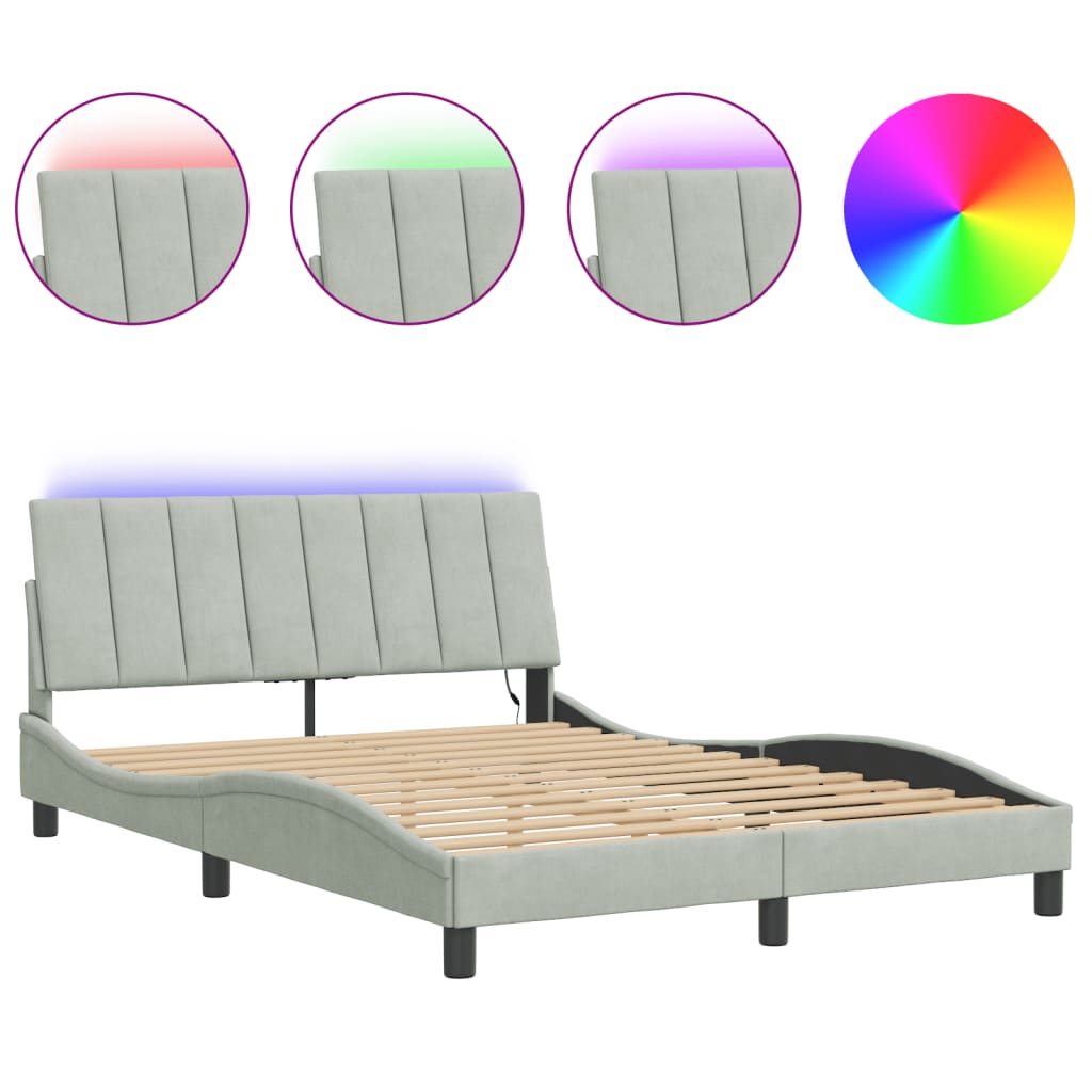 Struttura letto con luci LED velluto nero 140x190 cm | Leroy Merlin