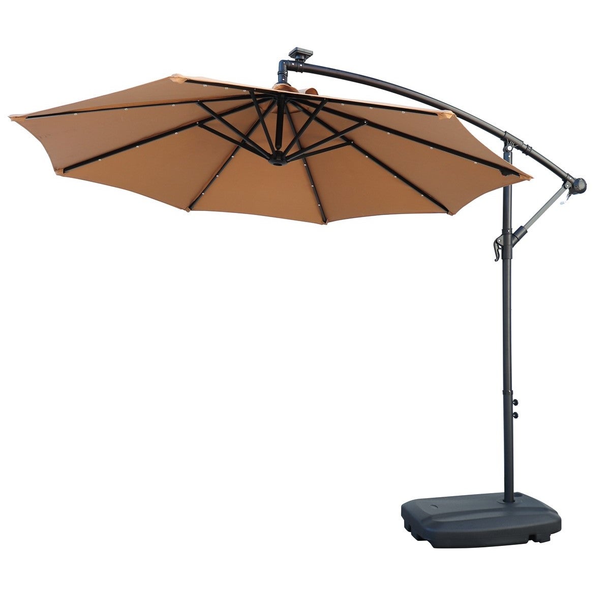 Parasol LED solaires intégrées + Base Netspa pour Spa - 250x250cm - 100% Polyester imperméable 250g - 10,2 kg - Coloris Beige + - 3