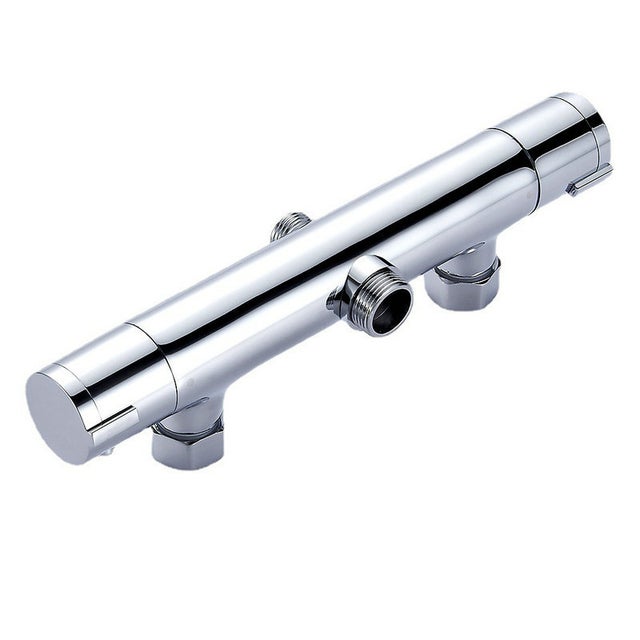 Mitigeur Thermostatique Douche - Robinet Anti-Brûlure avec 2 Sorties, Montage Mural, Température Constante, Chromé