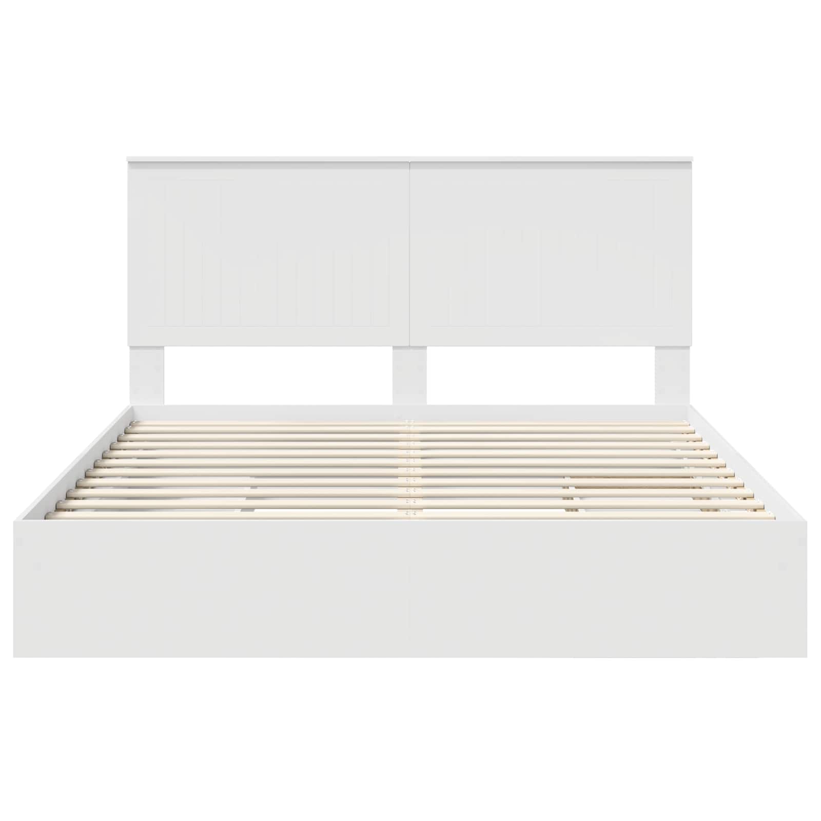 Lit avec rangement, blanc, en panneau de bois, pour la chambre, 160 × 200 cm - 8