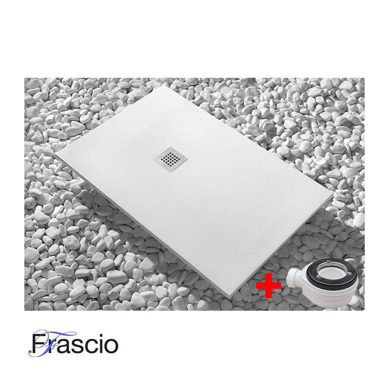 Brodzik Vulcano Line Slim White 65x85 cm z żywicy syntetycznej i proszku marmurowego z odpływem swobodnym - FRASCIO