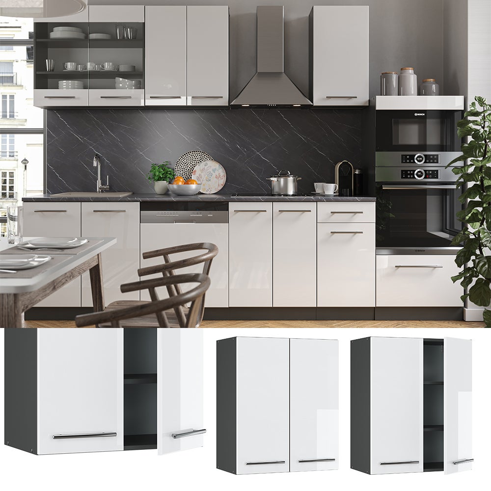 Vicco Elément haut de cuisine Fame-Line, Blanc Haute brillance, 60cm - 2