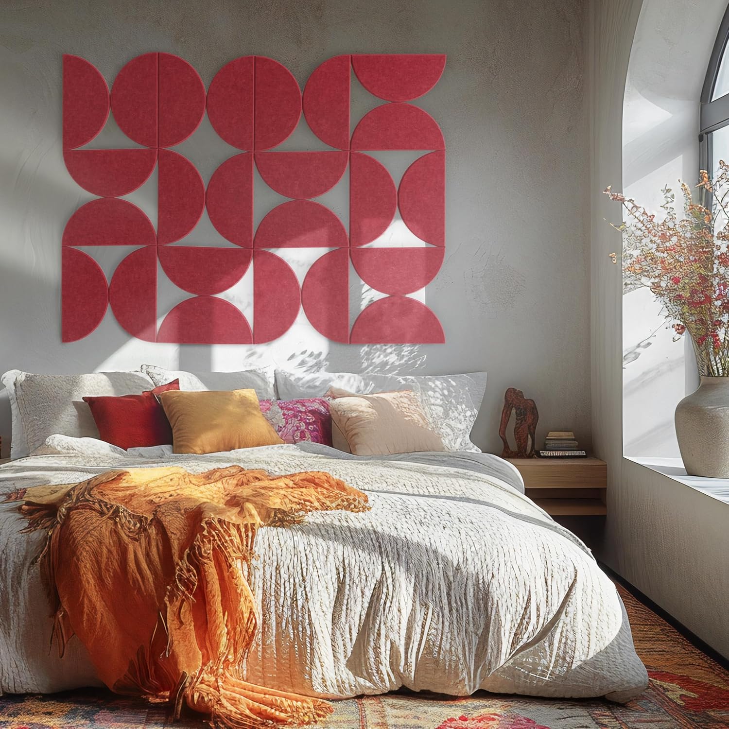 12 panneaux absorbants autocollants, insonorisation et réduction du bruit, carreaux en feutre style moderne minimaliste - grande art mural - 6