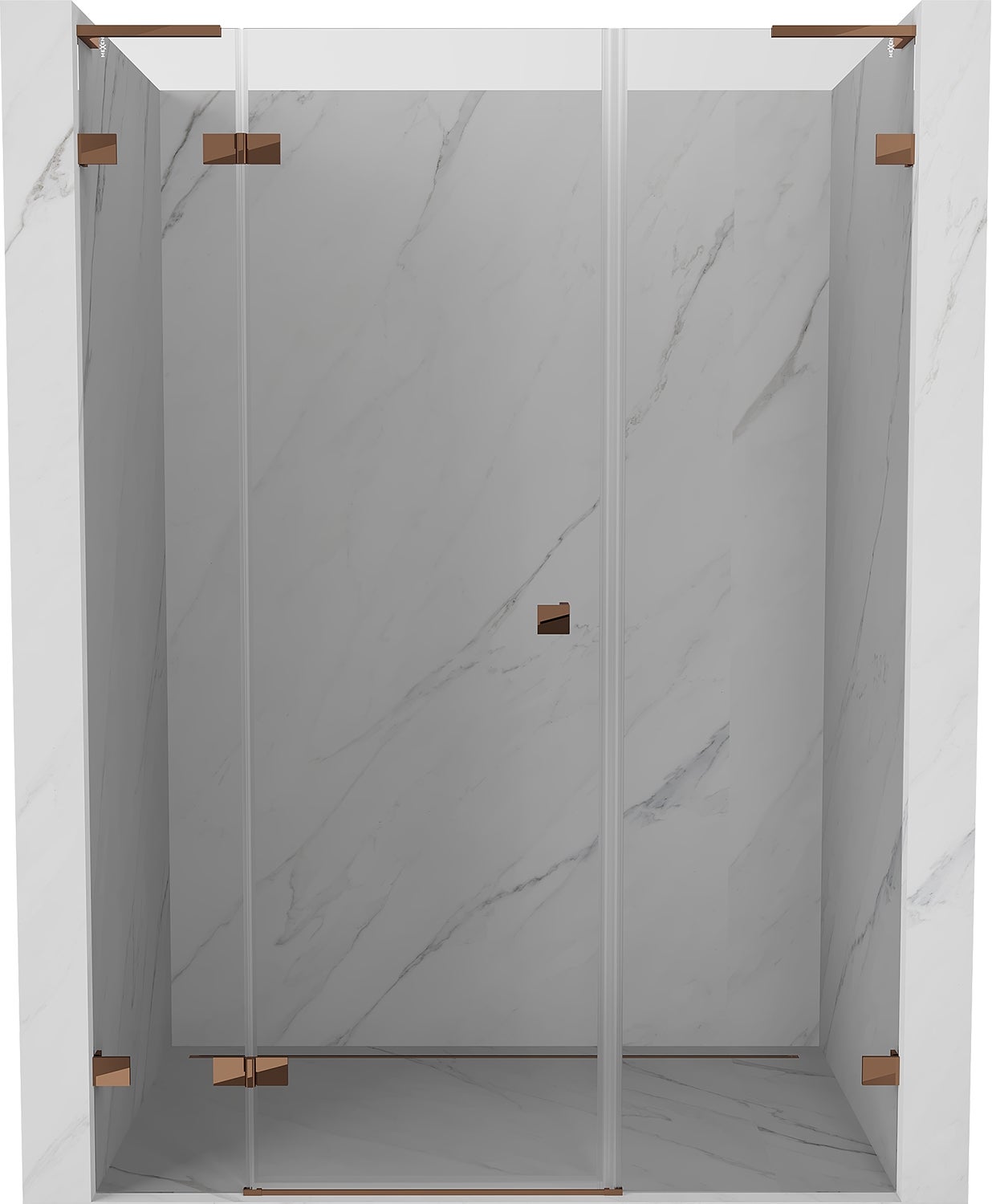 Mexen Lunar L drzwi prysznicowe uchylne lewe 120 cm, transparent, różowe złoto - 834SL-120-050-60-00-L