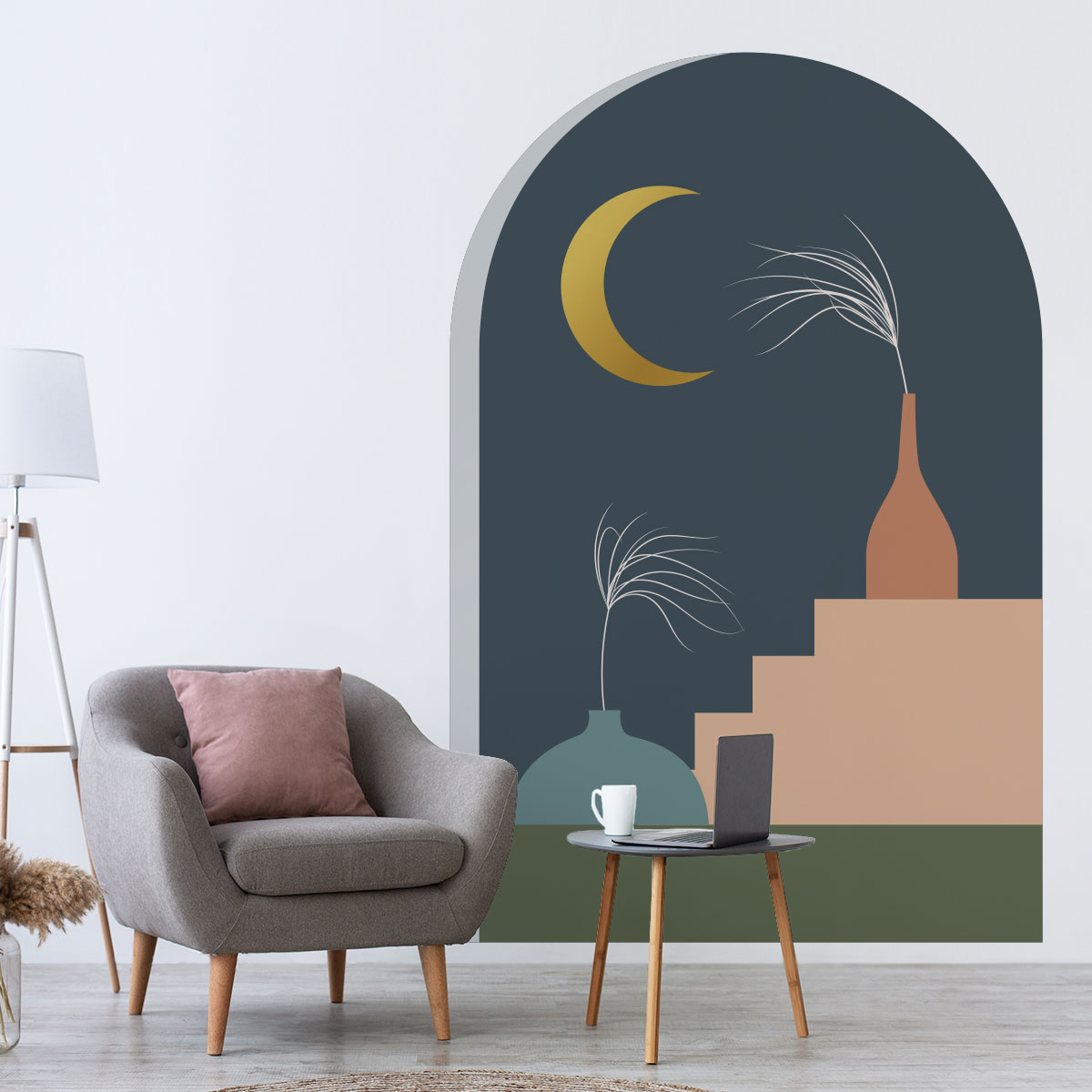 Papel pintado prepegado arco noche tranquila - adhesivo de pared - revestimiento sticker mural decorativo - l-h135xl90cm
