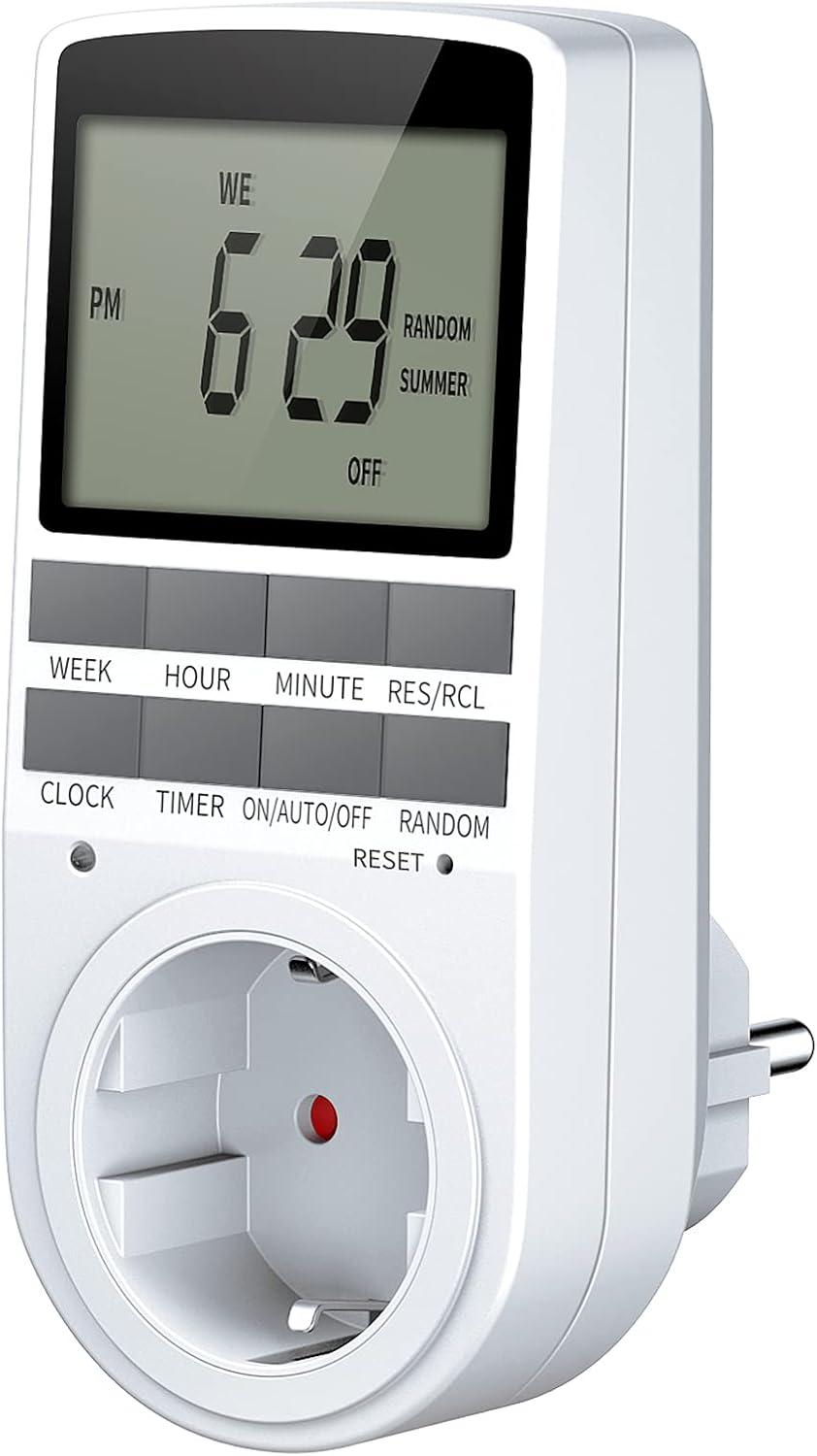 Prise programmable numérique 7j/12H/24H, 10 programmes, mode anti-vol, grand LCD, économise