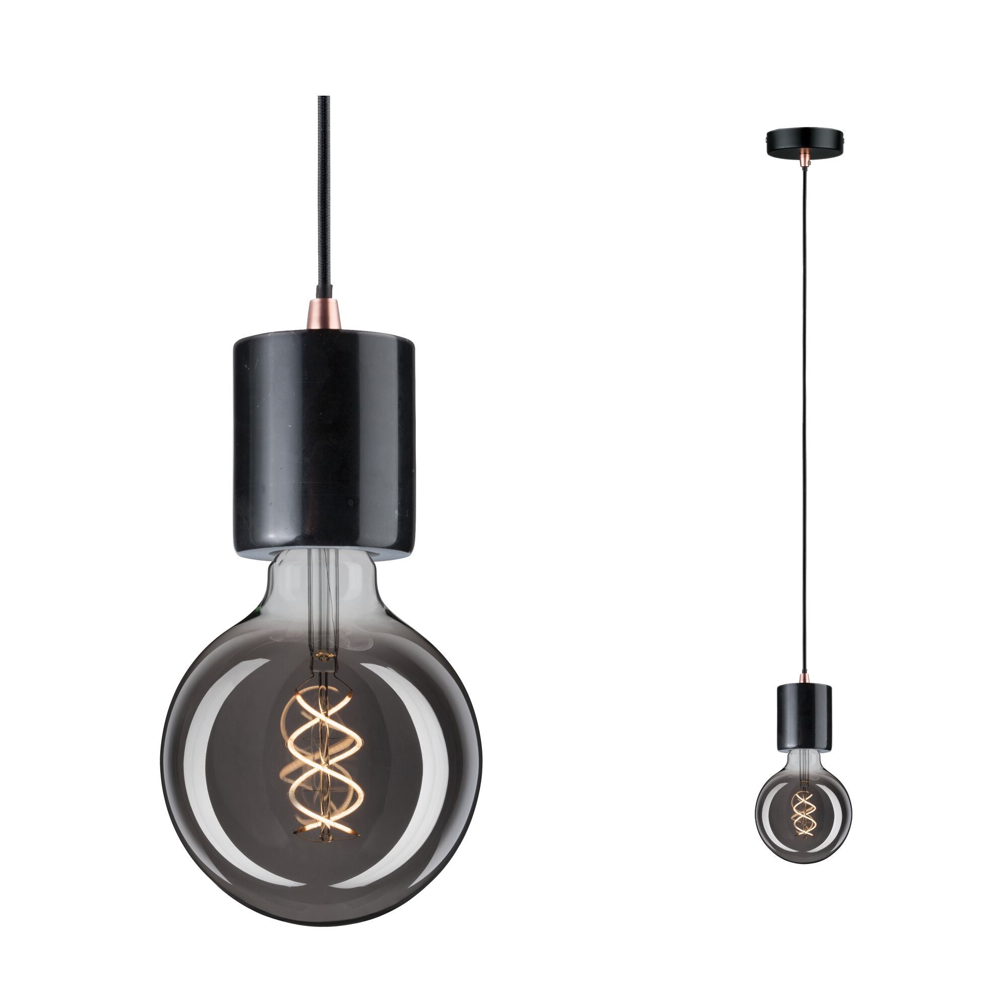 Neordic Luminaire en suspension Nordin E27 max. 60W Noir, Marbre, Cuivre Dépoli gradable Marbre - 2
