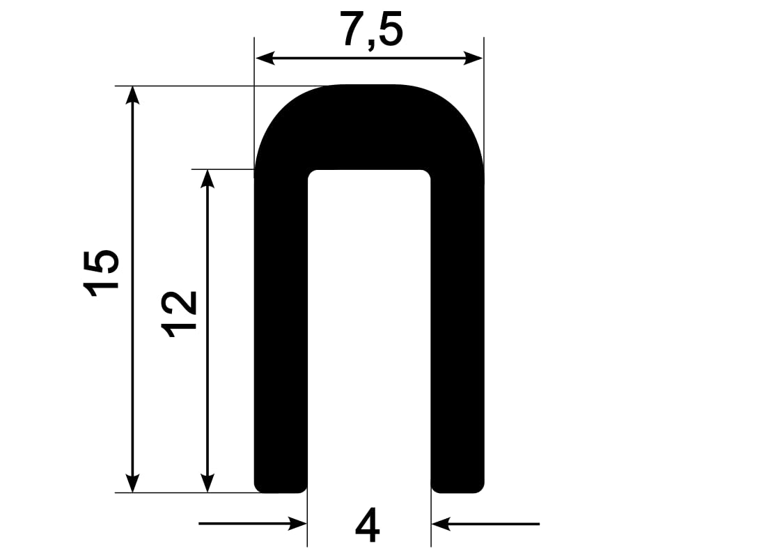 Guarnizione Bordo Canale A U In Gomma 7 Mm X 3 Mm Bobina Da 5 - Foto 10