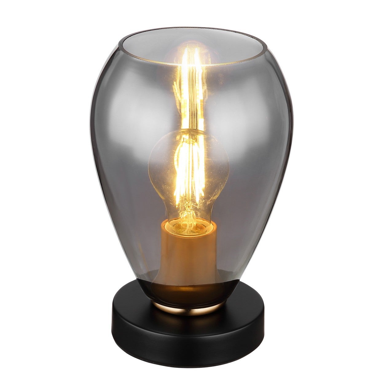 Lampe De Chevet Rétro – Abat-jour Verre, Pied Céramique, Structure Laiton, Blanc