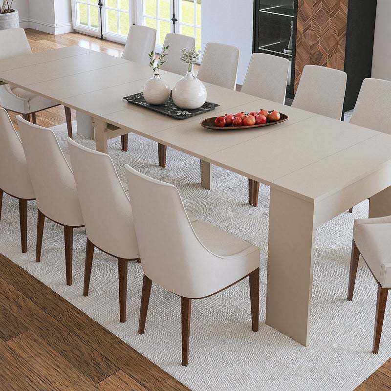 Stół konsolowy rozkładany na 12 osób – 6 wkładek – Beżowy – ONEGA