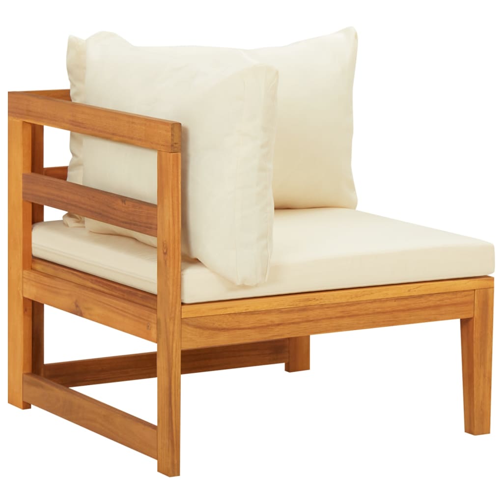 Maison Exclusive - Salon de jardin 3 pcs avec coussins blanc crème Bois d'acacia - 4