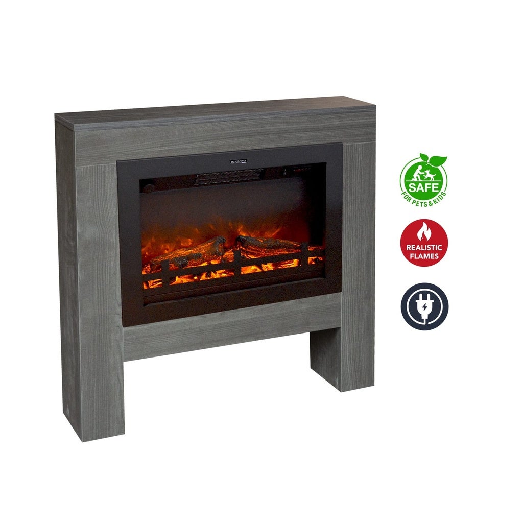 Xaralyn | Cheminée électrique Bolea EWL - Habillage de cheminée aspect bois noir - Chauffage 1500 W - Télécommande - 2