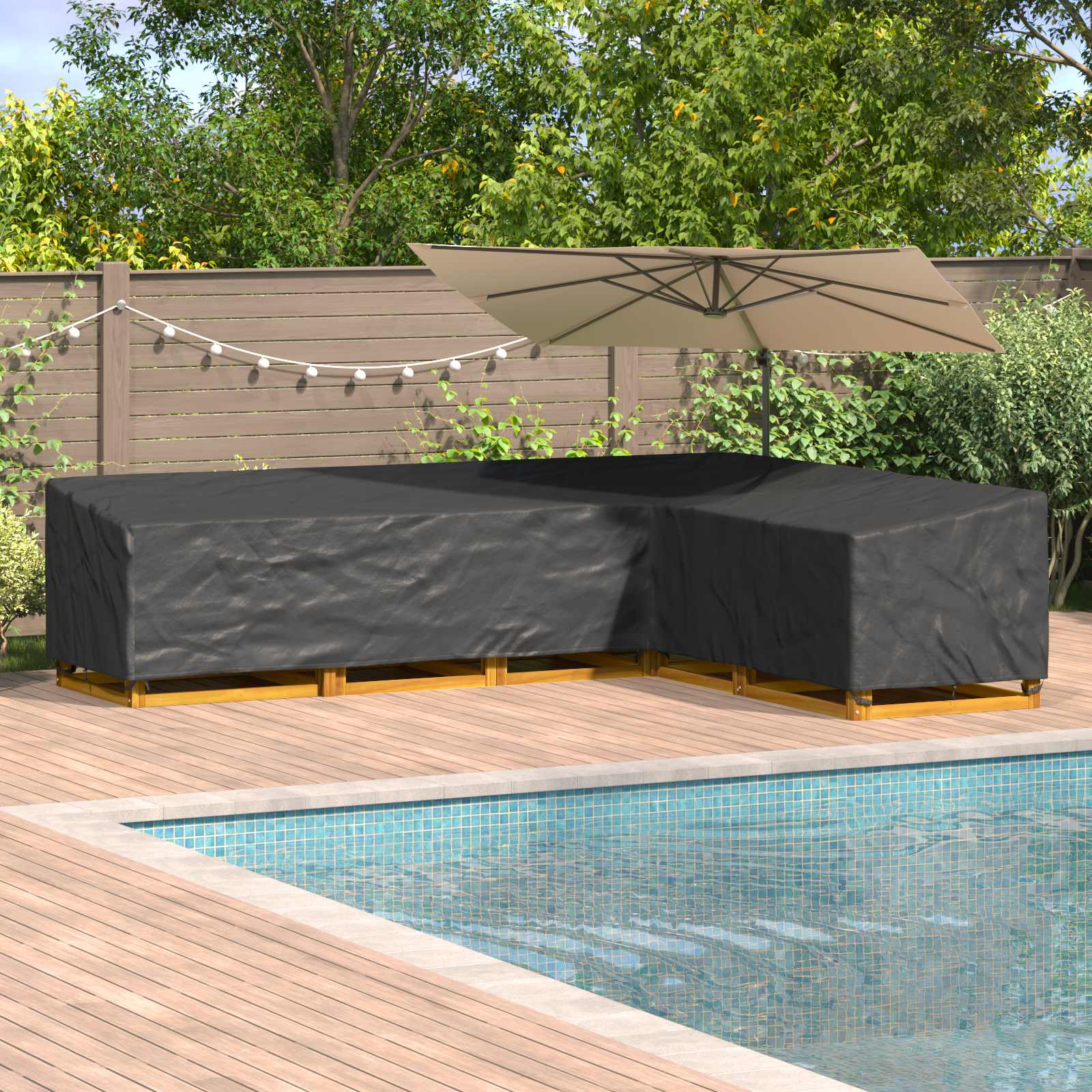 vidaXL Meubelhoes Zwart 355 x 275 x 80 cm 210D Oxford Stof vidaXL Meubelhoes Zwart 355 x 275 x 80 cm 210D Oxford Stof