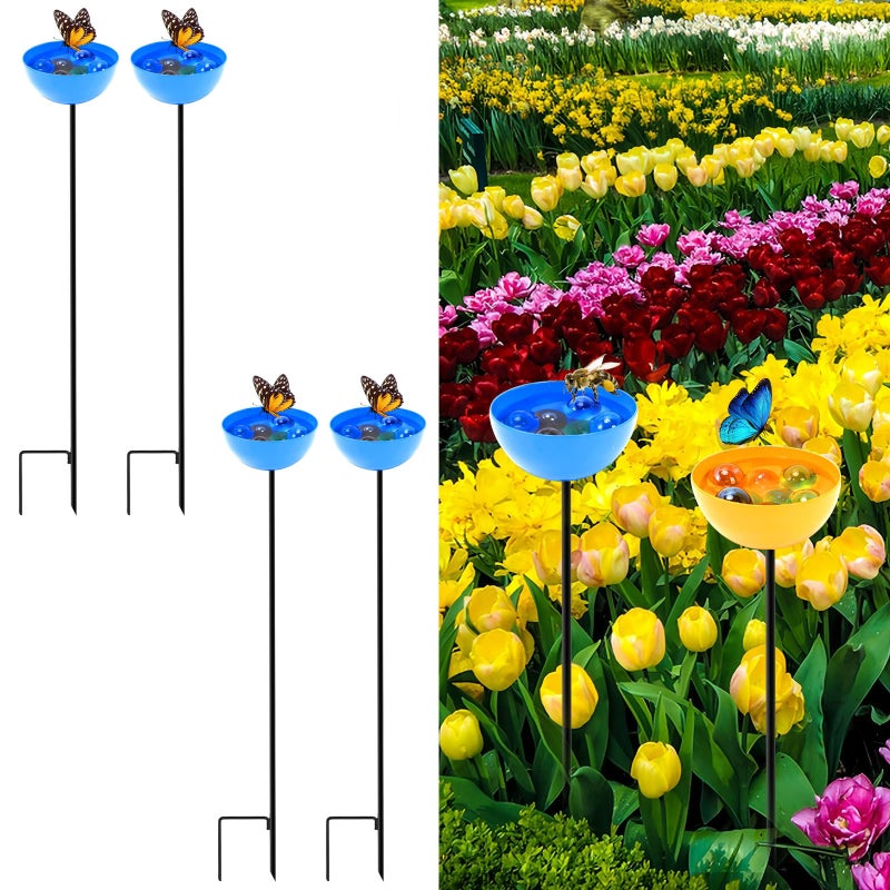 Karmnik dla ptaków ogrodowych, 4 sztuki, karmnik zewnętrzny dla ptaków, półokrągły niebieski, 65*8cm