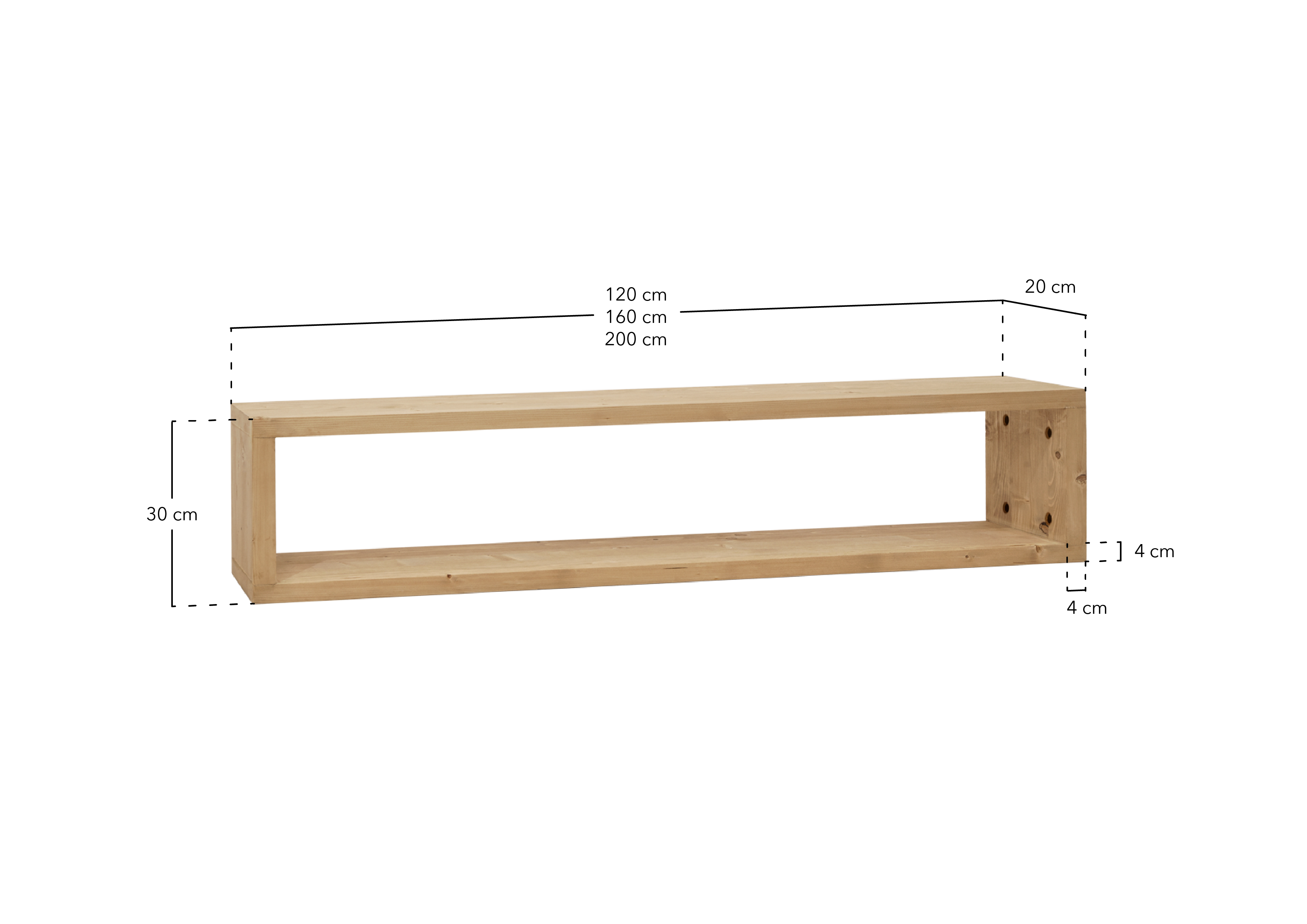 DENVER - Meuble TV en bois massif ton blanc 120x30cm - DECOWOOD - 6