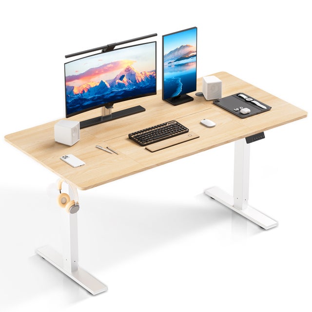 Bureau électrique réglable 60x110 cm, Hauteur 70-117 cm, Fonction mémoire, Rebond en cas de résistance, Mode économie d'énergie