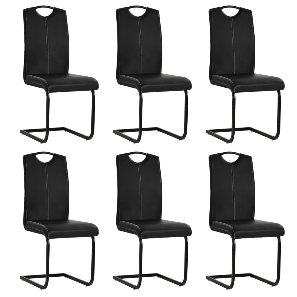 Chaises Manger Cantilever Lot De Noir Similicuir Vidaxl Leroy Merlin