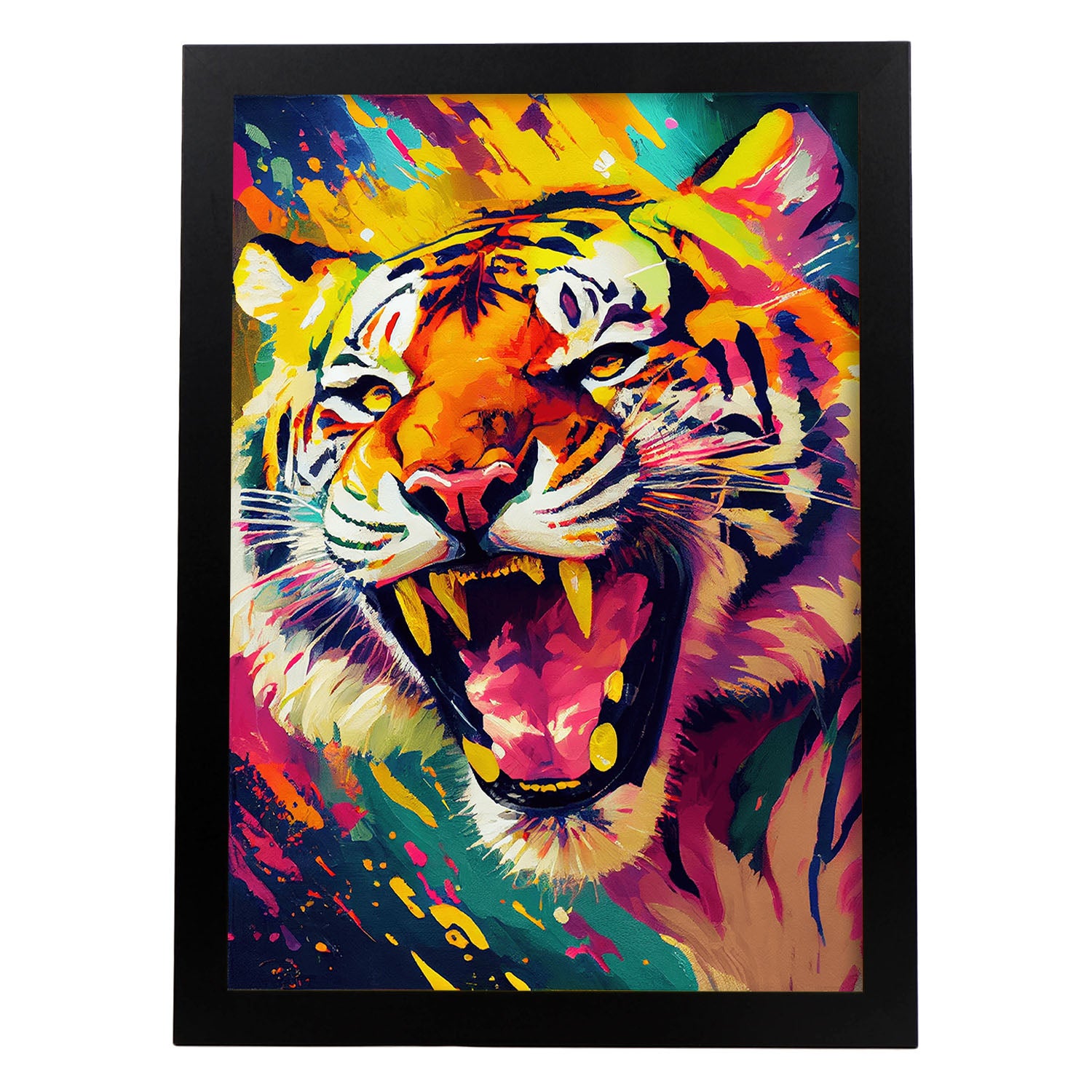 Nacnic poster de tigre estilo retrato coloridas ilustraciones de animales en acuarela impresiones artísticas modelo 2 a3 sin marco