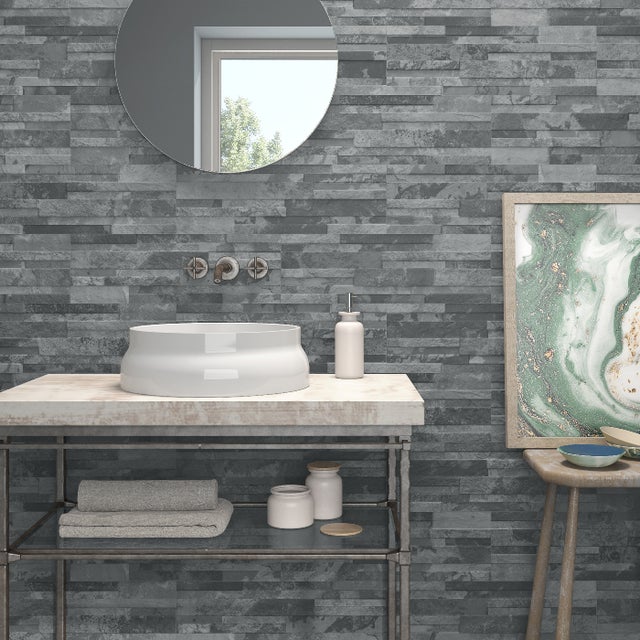 Carrelage effet parement Atlas graphite 17x52 cm - Réflex Boutique