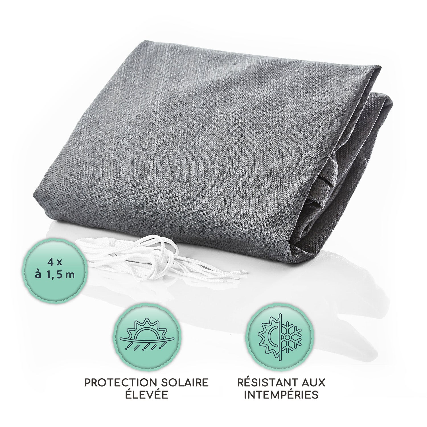 Blumfeldt Voile solaire rectangulaire 2x4 m voile d'ombrage avec anneaux de fixation polyester perméable à l'air gris - 5