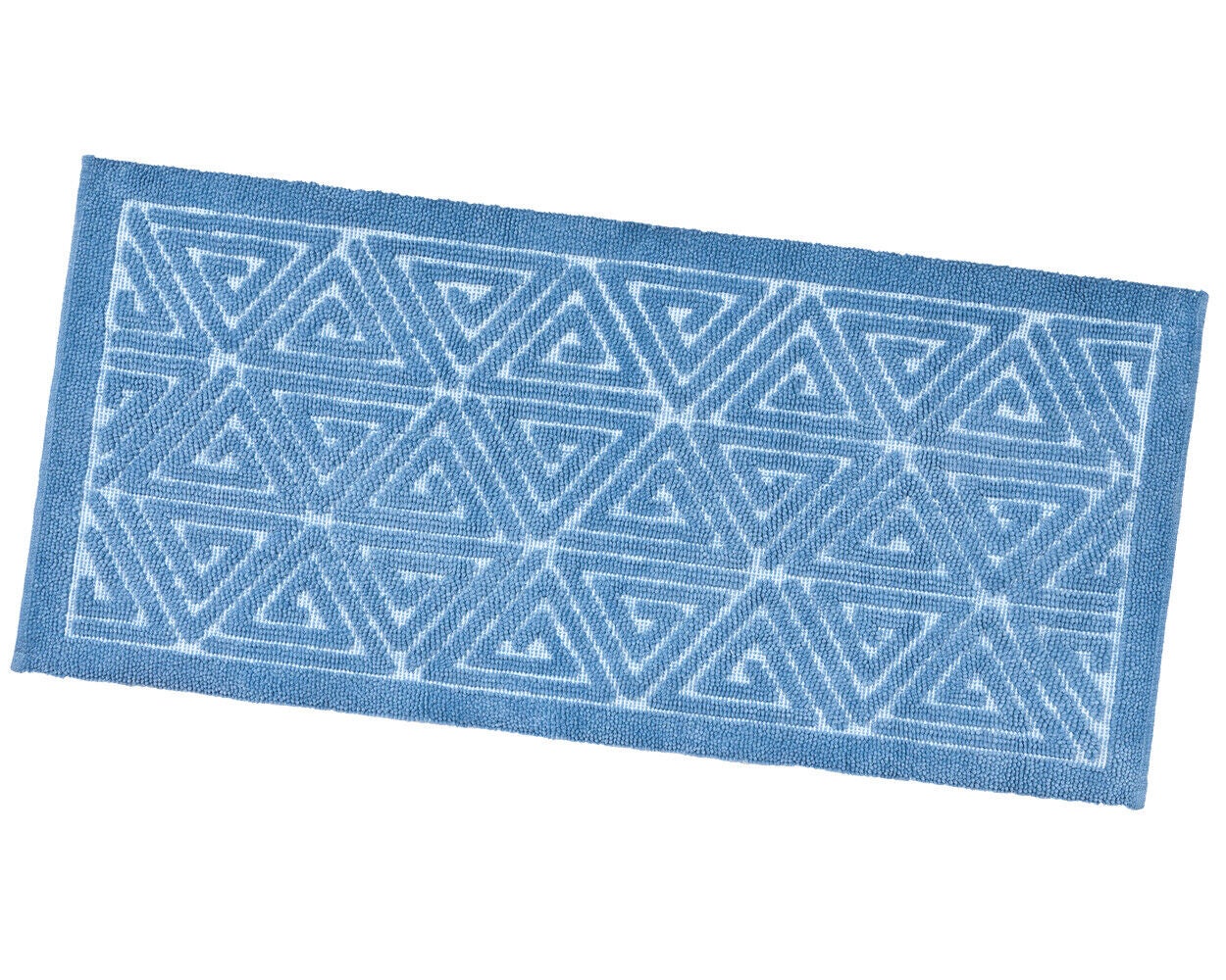 Jednokolorowa Mata łazienkowa 60x150 Cm Miękka Rysunek Grecki Bawełniana Dywanik Nocny Błękitny