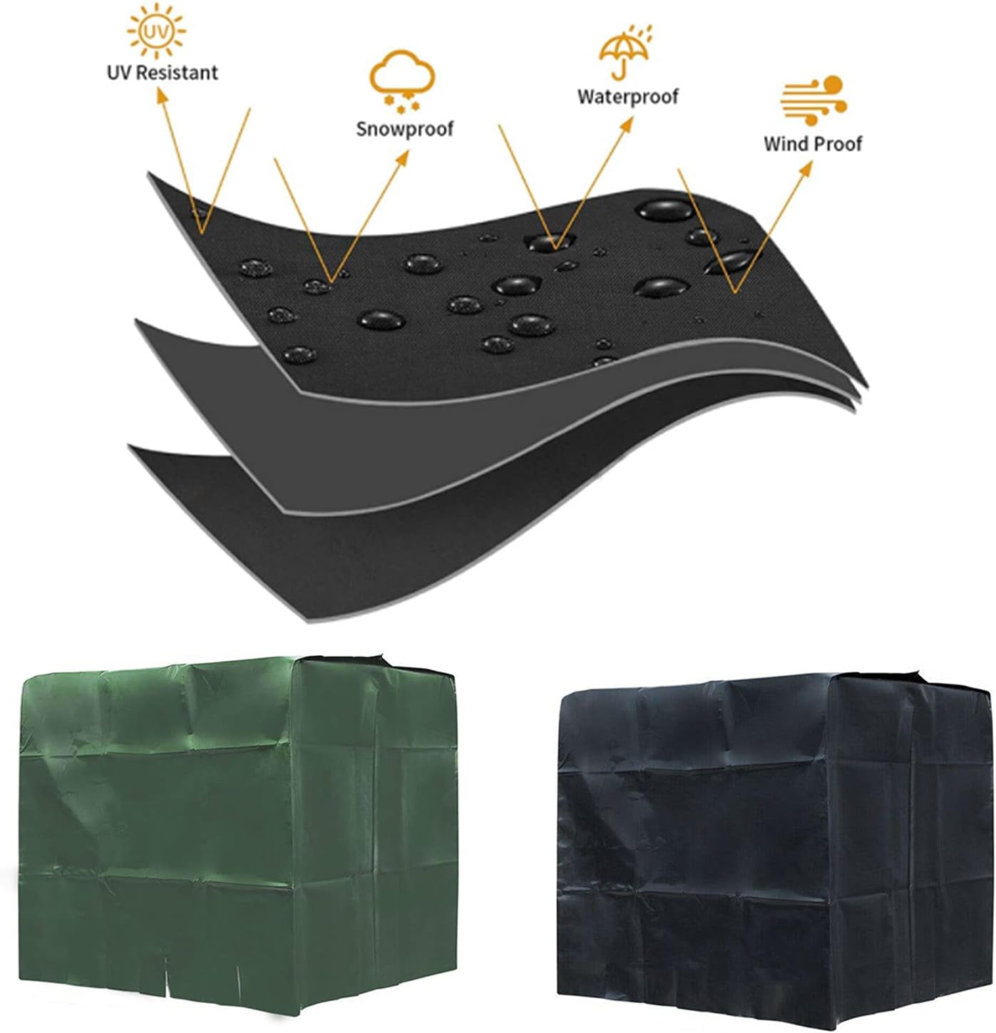 Bâche de réservoir d'eau , Bâche Couverture Réservoir IBC pour Cuve 1000L , Anti-poussière Anti-UV Anti-Pluie , 120x100x116cm (vert) - 2