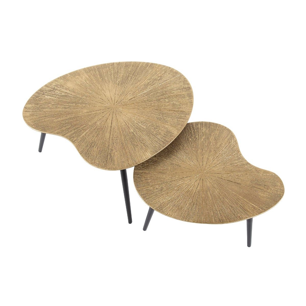 Table basse gigogne organique en métal doré YATO2 (lot de 2) - 4