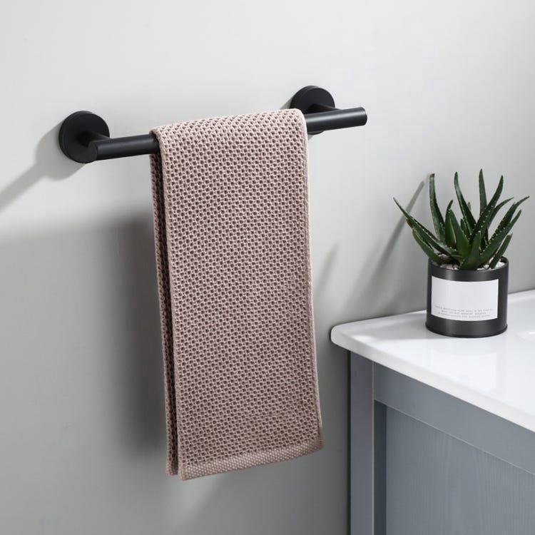 Toallero negro de acero inoxidable 304, 3 uds., soporte para pañuelos, gancho, toallero, estante de baño - 4