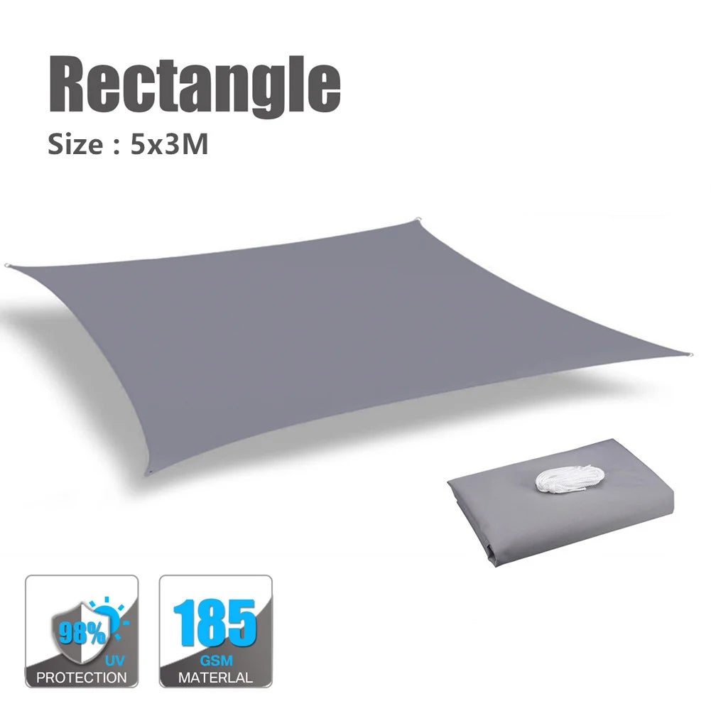 Voile d'ombrage, auvent rectangulaire de 3x5 m, pare-soleil imperméable anti-UV, tissu d'ombrage de Camping pour l'extérieur, jardin, Patio, piscine - 2