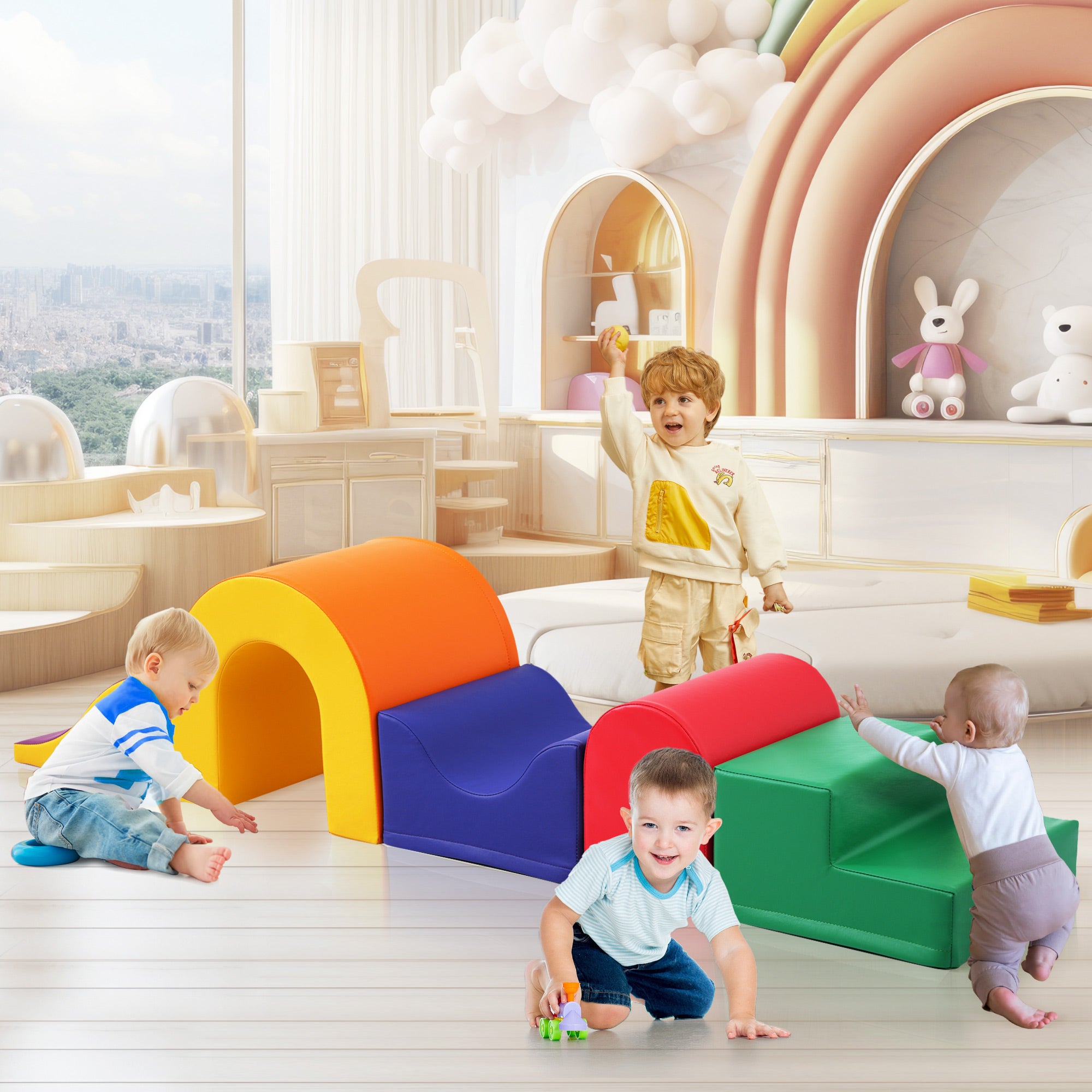 COSTWAY Lot de 5 blocs de construction en mousse géants pour jouer et grimper, grands COSTWAY Lot de 5 blocs de construction en mousse géants pour jouer et grimper, grands