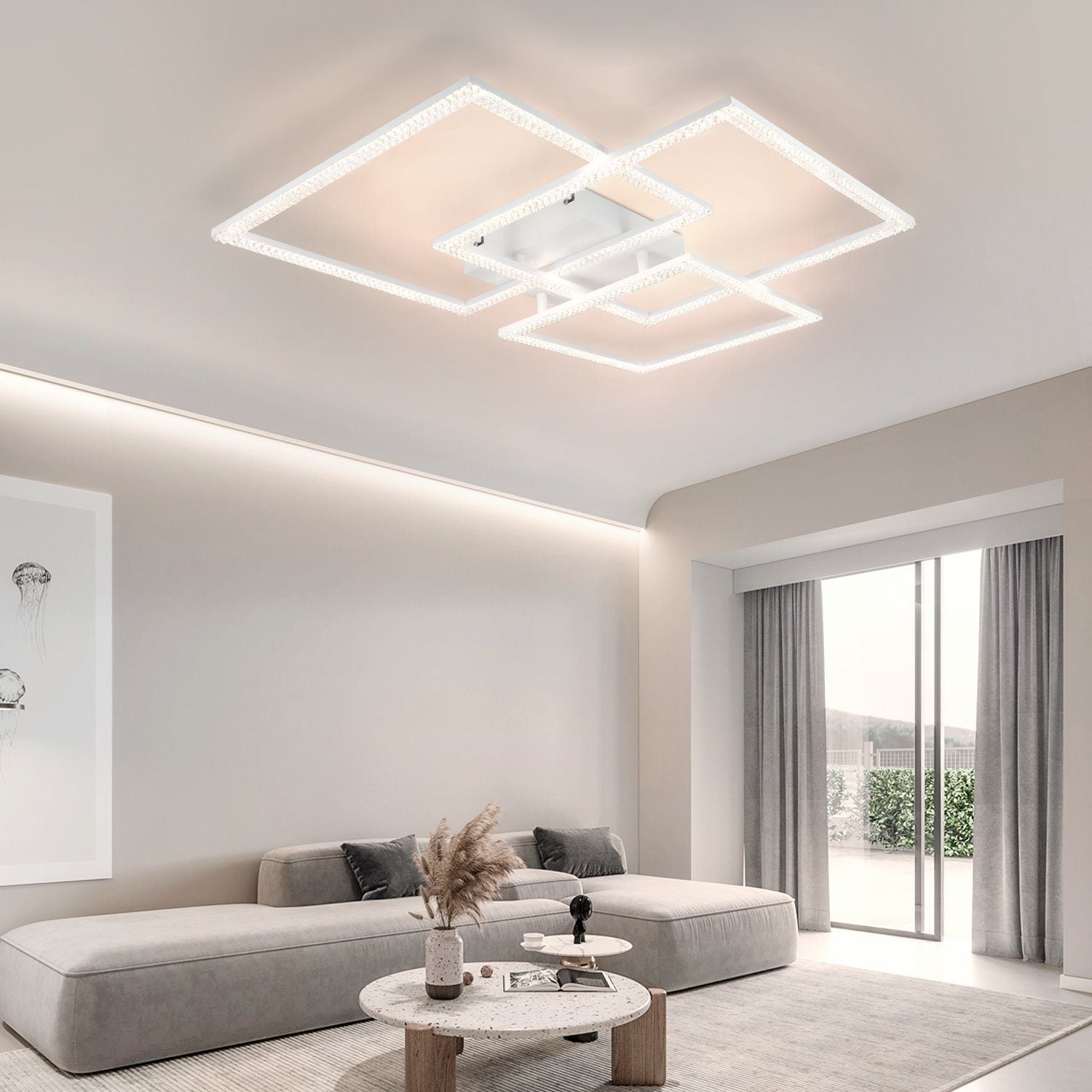 NETTLIFE Lampada da Soffitto LED Soggiorno 75CM Dimmerabile Lampada da Camera Moderna in Cristallo Design Lampada da Interno con - 2