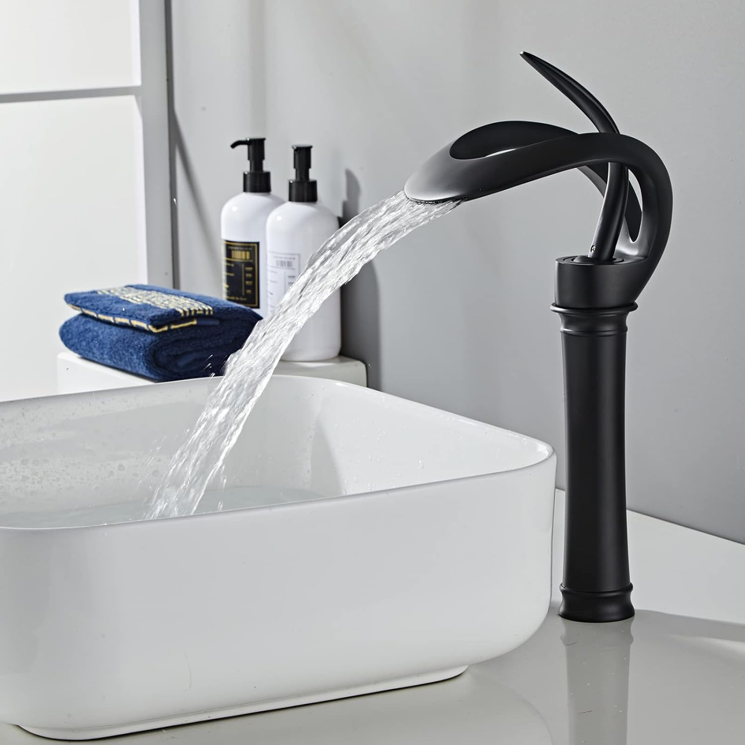 Mitigeur Lavabo Noir Mat - Robinet Universel Cuivre Design Contemporain 1 Trou