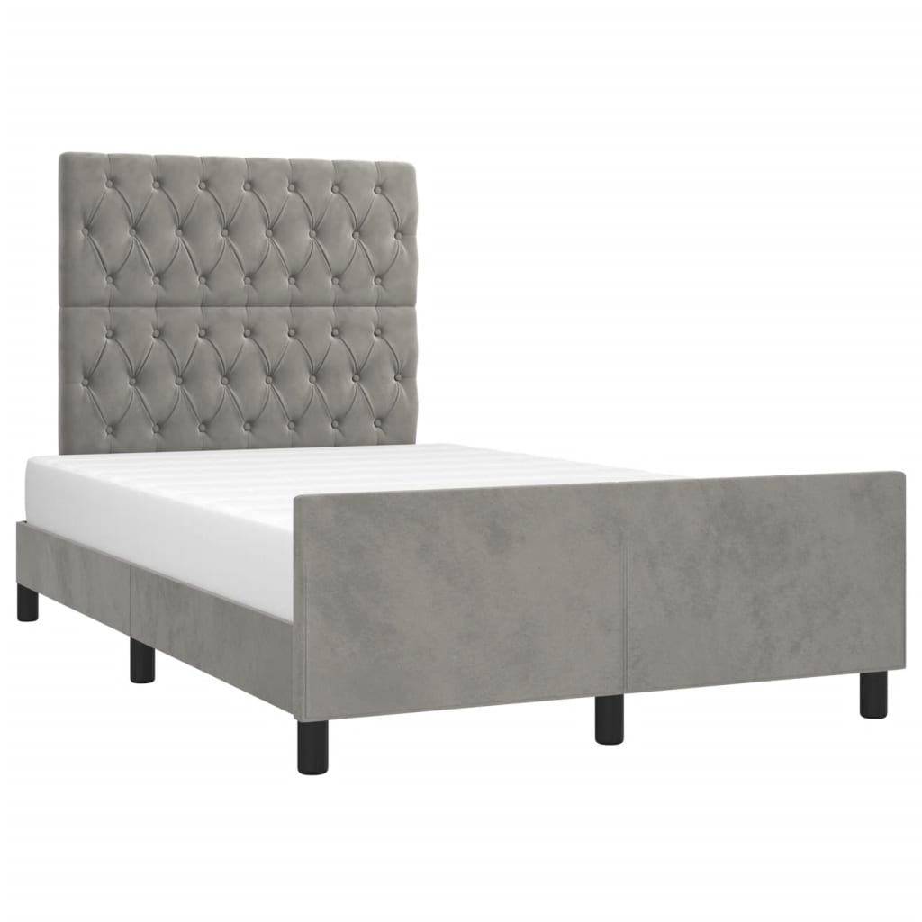 Cadre de lit sans matelas gris clair 120x190 cm velours - 4