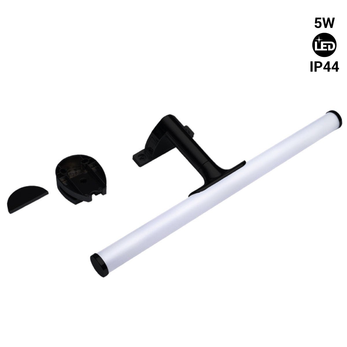 Aplique LED Para Espejo De Baño - Tubular, 30 Cm, 5W, Luz Blanca Neutra, IP44 Resistente A Humedad, 3 Formas De Montaje (pared, Mueble O Espejo)