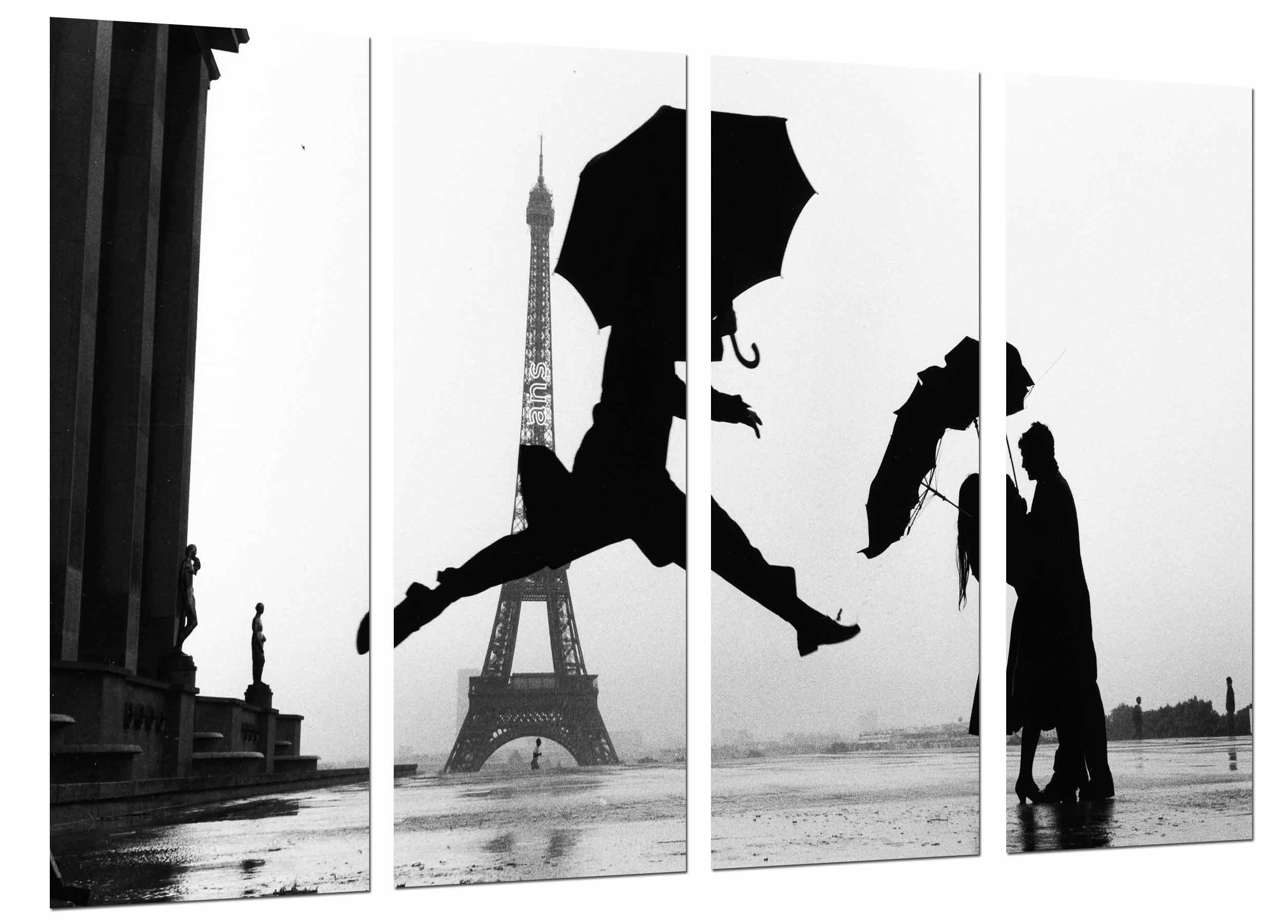 Ciudad paris,silueta pareja romantico paraguas, lluvia, impresión fotográfica sobre madera, cuadro moderno decorativo