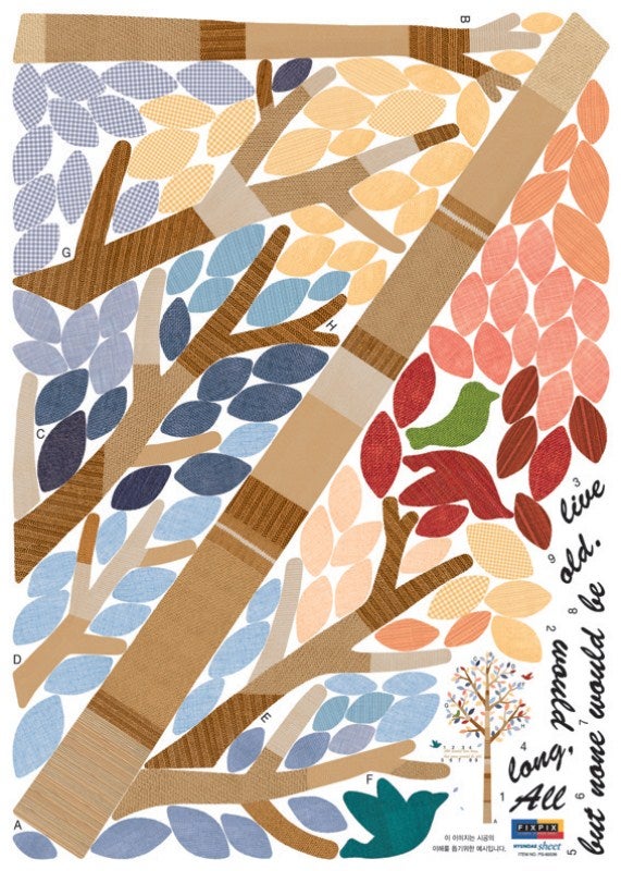 Tree and birds wall decal - Sticker adesivo - adesivi murali - - 4