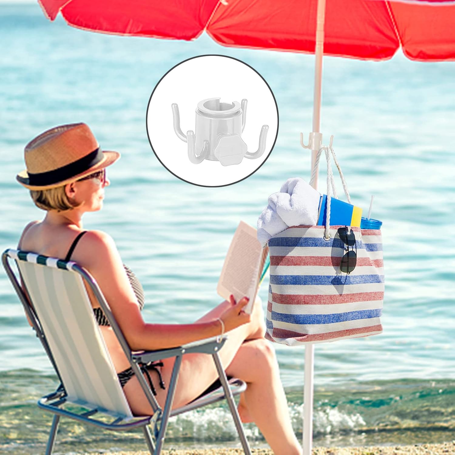 Support de parasol - Avec 4 piquets - Base de parasol - Piquet de parasol - Pied de parasol pour le sol - pour un diamètre de poteau jusqu'à 36 mm - 8