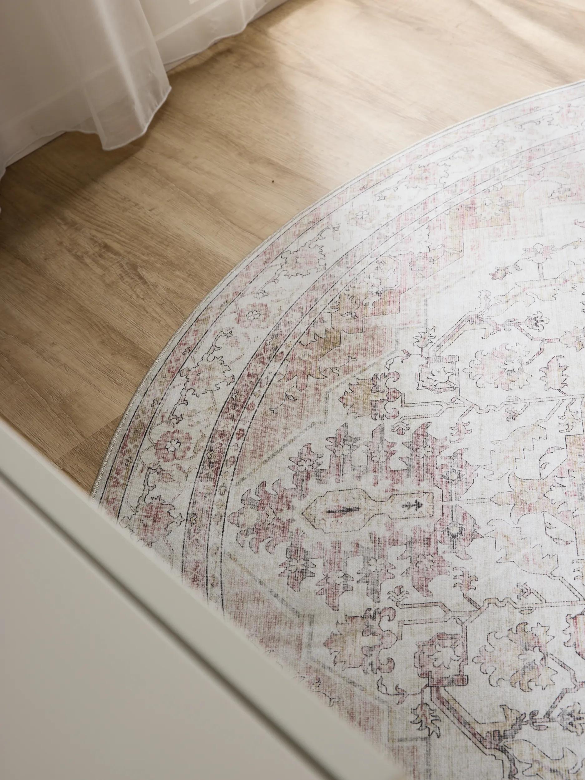 BENUTA - Tapis lavable George rose/beige ø 120 cm rond - 3