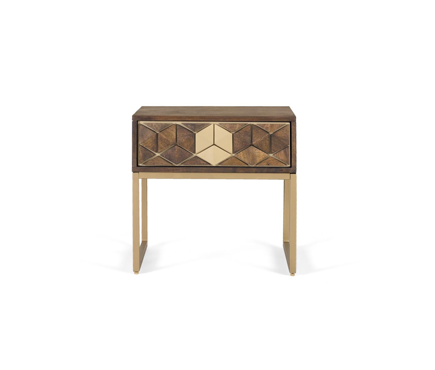 Stoliki nocne z drewna mango 51 cm, rustykalny styl nowoczesny - 49x51x40 GYC