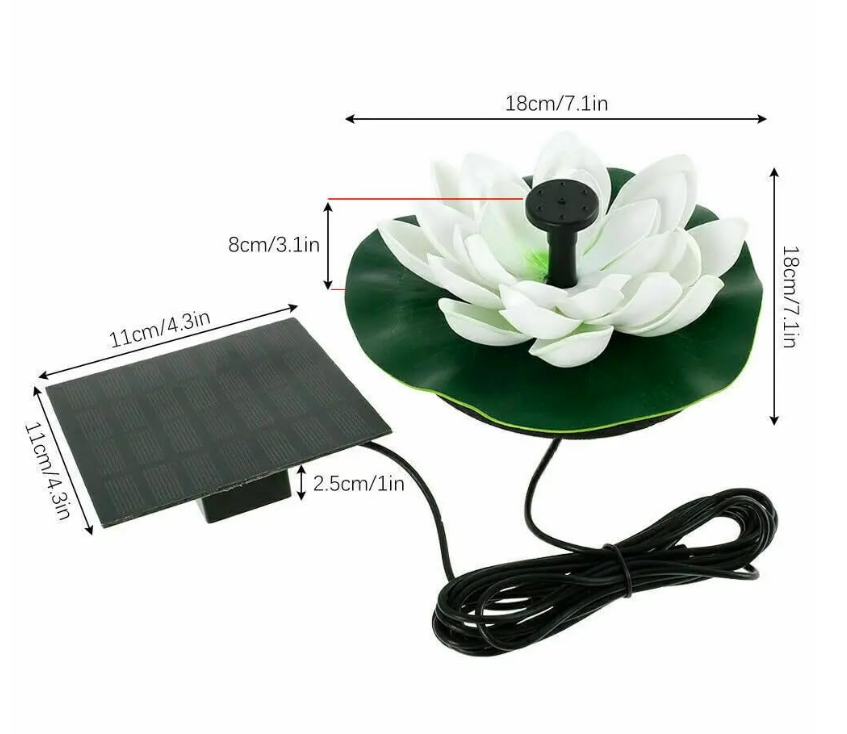 Fontaine solaire flottante d'extérieur avec nénuphar, bain d'oiseaux, pompe solaire, 4 modes pour bassin à poissons, jardin, aquarium, piscine，2.5W - 4