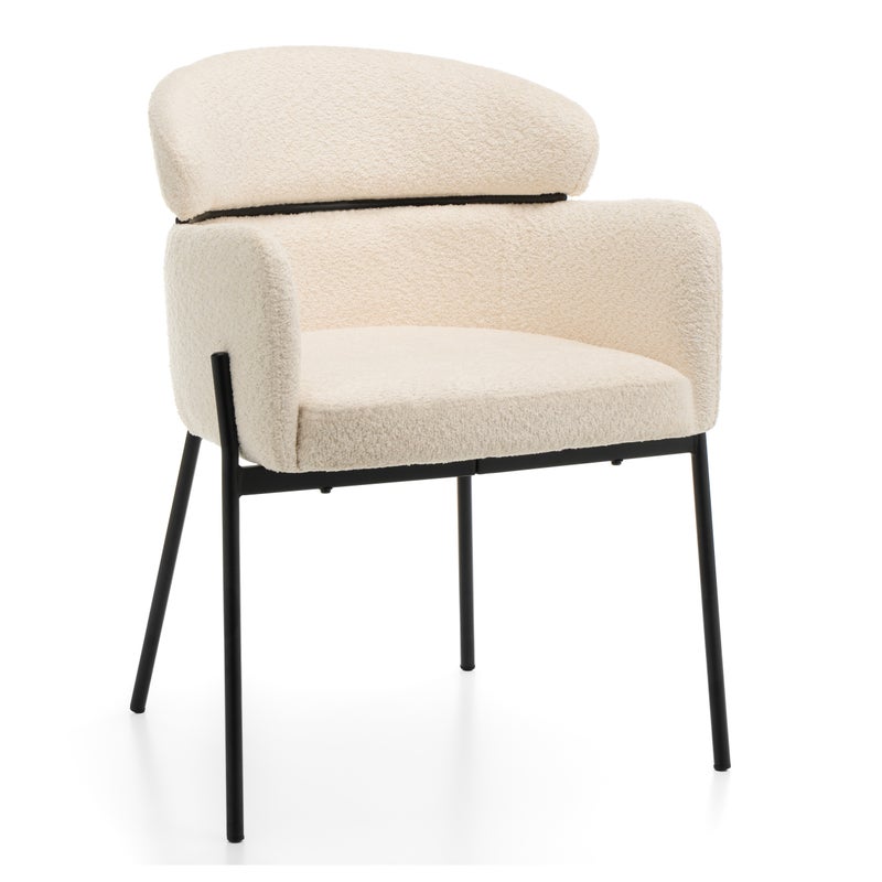 Krzesło tapicerowane boucle do salonu jadalni BOLZANO jasnobeżowe ecru