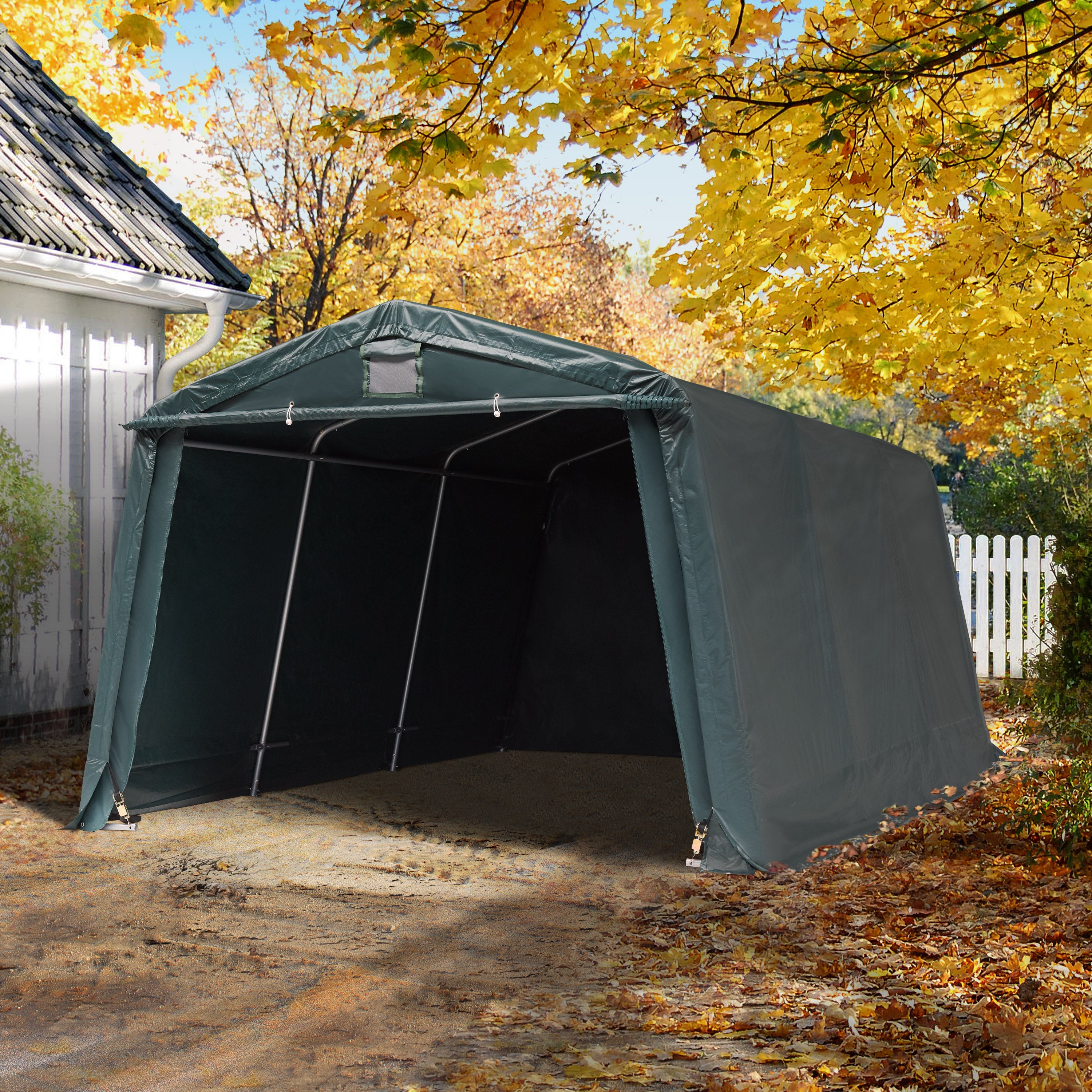 TOOLPORT Abri/Tente Garage Premium 3,3x4,7 m pour Voiture et Bateau - Toile PE 600 N vert - 5