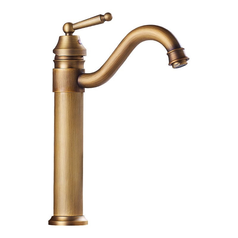 Wysoka bateria umywalkowa mosiężna, bateria łazienkowa z obrotową o 360° wysoką wylewką, mieszacz umywalkowy z regulacją ciepłej i zimnej wody