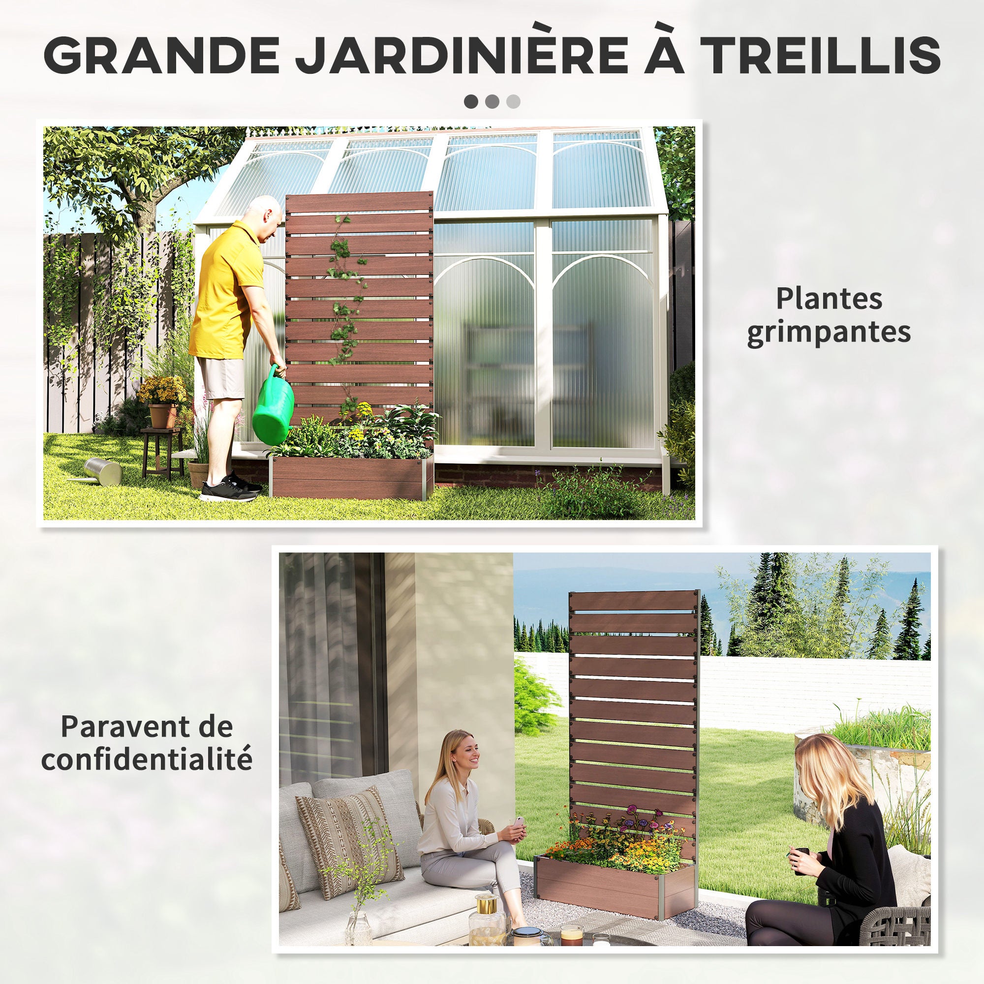 Jardinière avec treillis Panneau composite bois-plastique Outsunny - 6