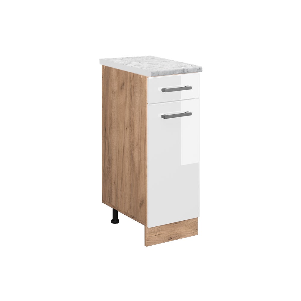 Vicco Szafka dolna do kuchni R-Line, Biały wysoki połysk, 30 cm BR Marmur
