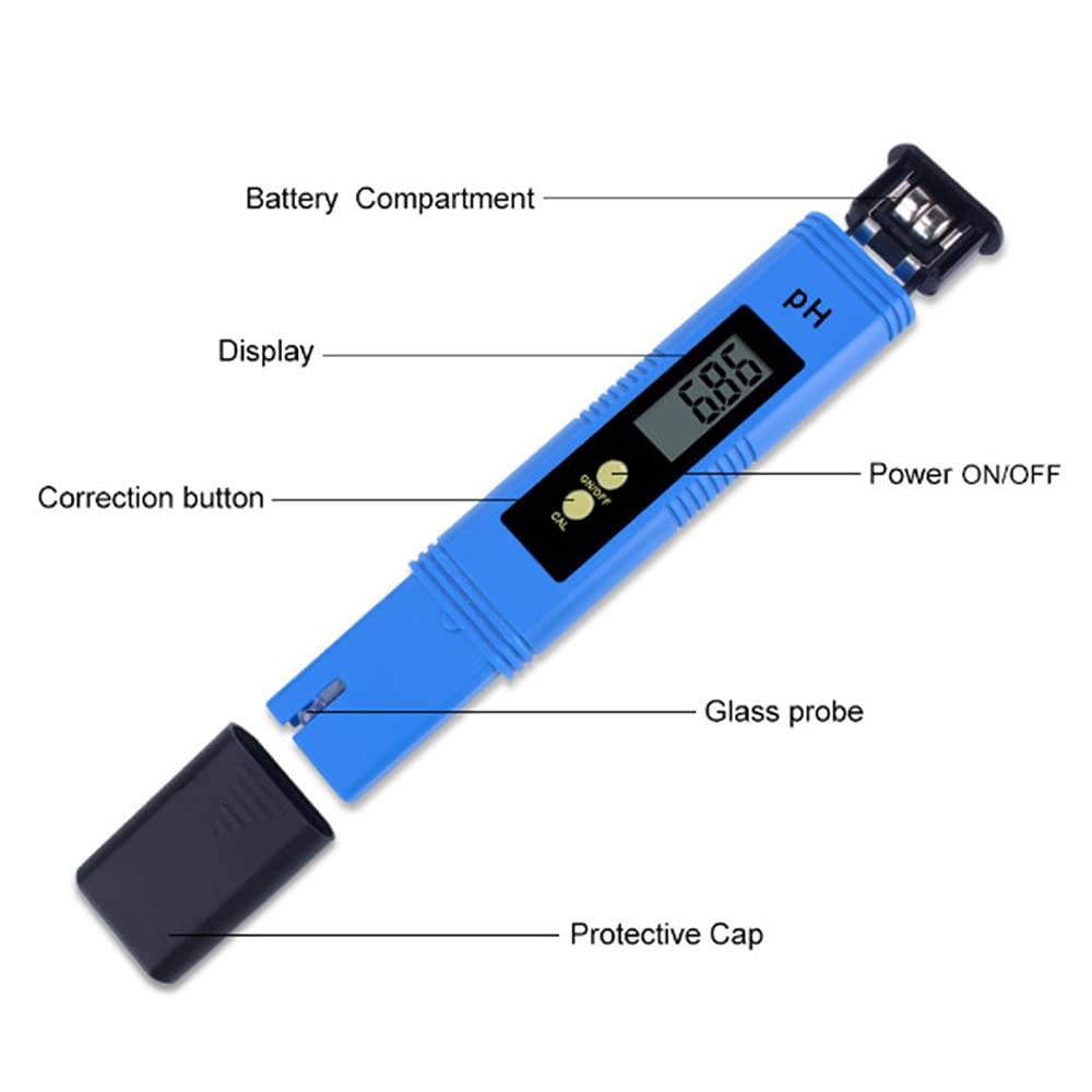 Testeur de qualité de l'eau pH-mètre, plage de mesure 0-14, haute précision 0,01, adapté à l'eau hydroponique domestique, bleu - 4